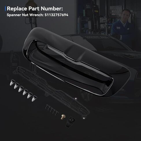 Hood Air Intake Vent Scoop w/Grille 51132756095 for 2007 2008 2009 2010 2011 2012 2013 2014 Mini Cooper S R55 R56 R57 R58 R59, Replace 51132757694, 51232752275 (Glossy Black) in Saudi Arabia