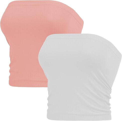 Kurve Women's Crop Tube Top – Strapless Seamless Stretch Basic Layer Cropped Bandeau UV Protective Fabric UPF 50+ Made in USA in Saudi Arabia