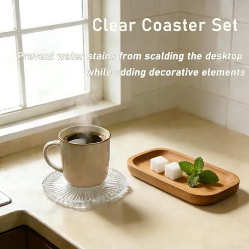 مجموعة من 6 حاملات شموع على شكل عمود زجاجي، لوحات شموع مستديرة مقاس 4 بوصة باللون الكهرماني الوردي الشفاف، حامل عرض بحافة مسننة متعددة الألوان لديكور طاولة حفلات الزفاف in Kuwait