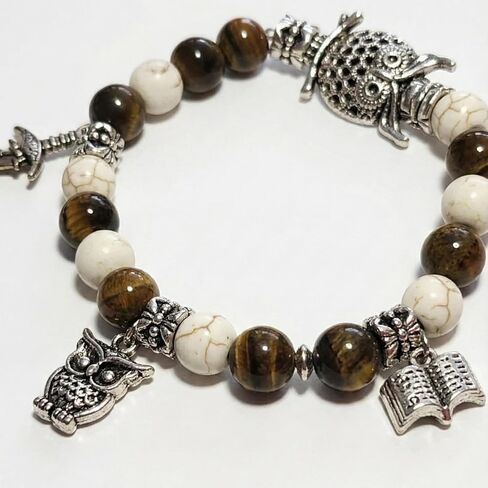 هدايا بيرسي جاكسون وأنابيث الحصرية: سوار عصري من الحجر الطبيعي مع تعليقات ذات طابع خاص - عناصر أزياء قابلة للتجميع in Kuwait