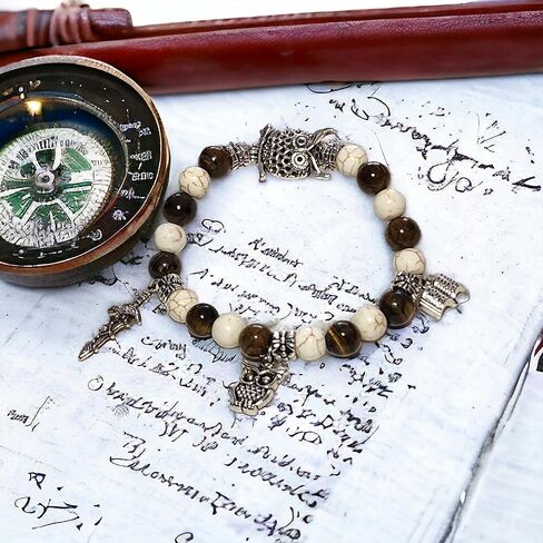 هدايا بيرسي جاكسون وأنابيث الحصرية: سوار عصري من الحجر الطبيعي مع تعليقات ذات طابع خاص - عناصر أزياء قابلة للتجميع in Kuwait