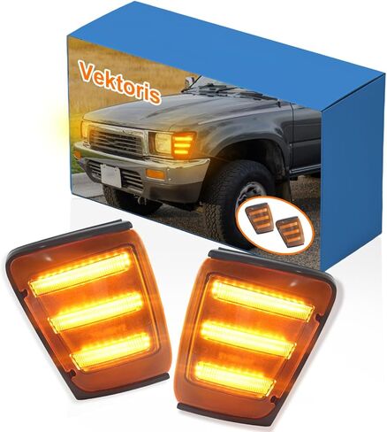 ضوء المنعطفات الأمامي LED لشاحنة بيك اب تويوتا 1989-1991 4WD، 1990 1991 Toyota 4Runner، (LH+RH) مصباح أمامي للعلامة الجانبية، يستبدل OEM # TO2520124 TO2521126 in Kuwait