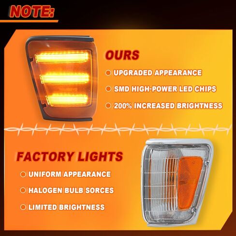ضوء المنعطفات الأمامي LED لشاحنة بيك اب تويوتا 1989-1991 4WD، 1990 1991 Toyota 4Runner، (LH+RH) مصباح أمامي للعلامة الجانبية، يستبدل OEM # TO2520124 TO2521126 in Kuwait