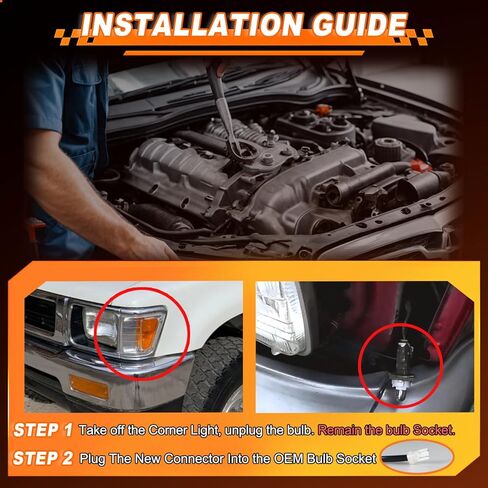 ضوء المنعطفات الأمامي LED لشاحنة بيك اب تويوتا 1989-1991 4WD، 1990 1991 Toyota 4Runner، (LH+RH) مصباح أمامي للعلامة الجانبية، يستبدل OEM # TO2520124 TO2521126 in Kuwait