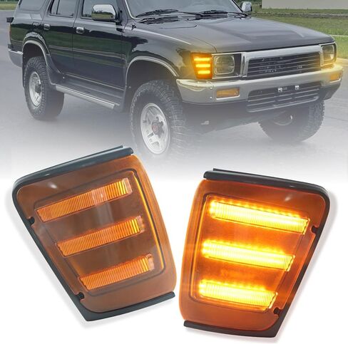 ضوء المنعطفات الأمامي LED لشاحنة بيك اب تويوتا 1989-1991 4WD، 1990 1991 Toyota 4Runner، (LH+RH) مصباح أمامي للعلامة الجانبية، يستبدل OEM # TO2520124 TO2521126 in Kuwait