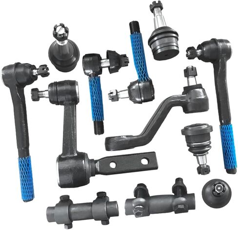 12Pcs Complete Pitman Idler Arm Front Upper Lower Ball Outer Tie Rod Adjustment Sleeves Suspension Kit Compatible with Dodge Ram 1500 1994-1999 K7217T K7239 K7201 K7206T in Kuwait