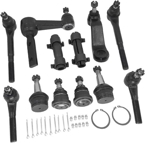 12Pcs Complete Pitman Idler Arm Front Upper Lower Ball Outer Tie Rod Adjustment Sleeves Suspension Kit Compatible with Dodge Ram 1500 1994-1999 K7217T K7239 K7201 K7206T in Kuwait
