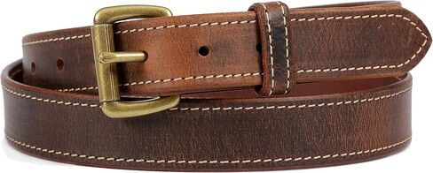 Distressed Leather Work Belt, 1-1/4" Wide, Worn Leather Look, Soft & Supple, 100% Leather, Made in Lancaster PA in Saudi Arabia