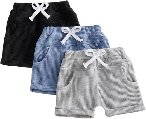 allshope Toddler Baby Boy Summer Shorts Active Jogger Pants Elastic Waist Pocket Solid Color Athletic Sweatpant Harem Bottoms in Saudi Arabia