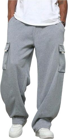 Boy's Baggy Flap Pocket Cargo Pants Elastic Waist Sweatpants Wide Leg Track Pants in Saudi Arabia