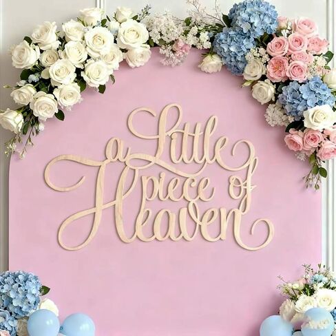 A Little Piece of Heaven Sign for Backdrop,Baby Shower Wall Decorations for Baby Shower Decoration,Baptism or Gender Reveal Party Photo Booth Decor, 15.5x10 inches in Saudi Arabia