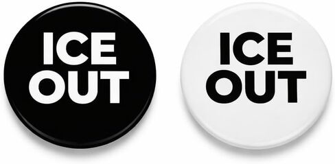 2 حزمة من دبابيس الدعوة بأحجام كبيرة من ICE OUT - شارة زر طية صدر السترة باللونين الأبيض والأسود - اختر المقاس in Kuwait
