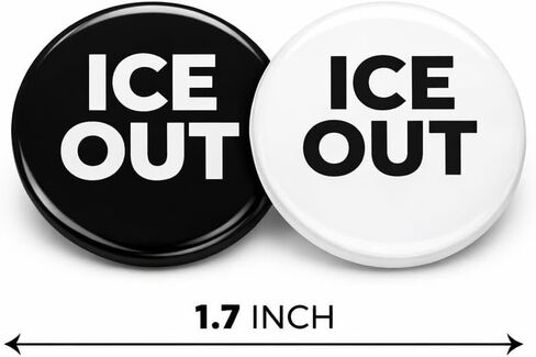 2 Pack LARGE SIZES ICE OUT Advocacy Pins - Bold Statement Black and White Lapel Button Badge - Choose Size in Saudi Arabia