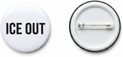 2 Pack LARGE SIZES ICE OUT Advocacy Pins - Bold Statement Black and White Lapel Button Badge - Choose Size in Saudi Arabia
