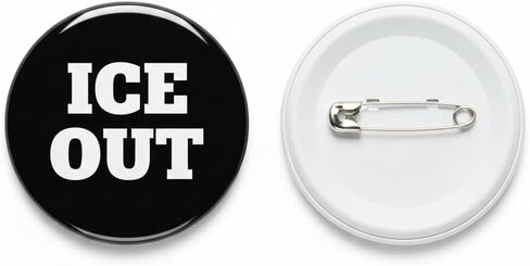 2 Pack LARGE SIZES ICE OUT Advocacy Pins - Bold Statement Black and White Lapel Button Badge - Choose Size in Saudi Arabia