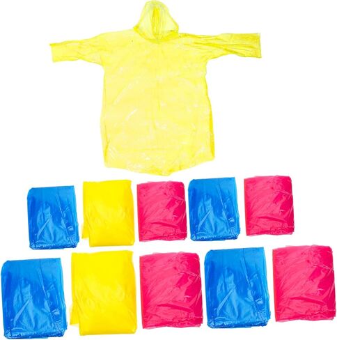 10pcs Boys and Girls and Adults Disposable Rain Ponchos Hood Portable Emergency Rain Gear for Hiking Camping Outdoor Activities Mixed Colors Adult Boys and Girls in Saudi Arabia