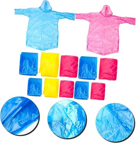 10pcs Boys and Girls and Adults Disposable Rain Ponchos Hood Portable Emergency Rain Gear for Hiking Camping Outdoor Activities Mixed Colors Adult Boys and Girls in Saudi Arabia