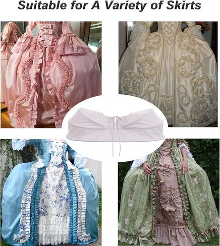 إليزابيث روكوكو فستان ثوب السلة كرينولين هوب تنورة مزدوجة ثوب نسائي صخب لوليتا تأثيري قفص السلة للنساء الأبيض in Kuwait