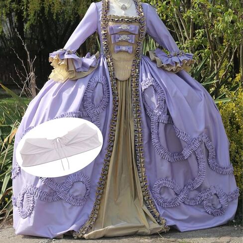 إليزابيث روكوكو فستان ثوب السلة كرينولين هوب تنورة مزدوجة ثوب نسائي صخب لوليتا تأثيري قفص السلة للنساء الأبيض in Kuwait