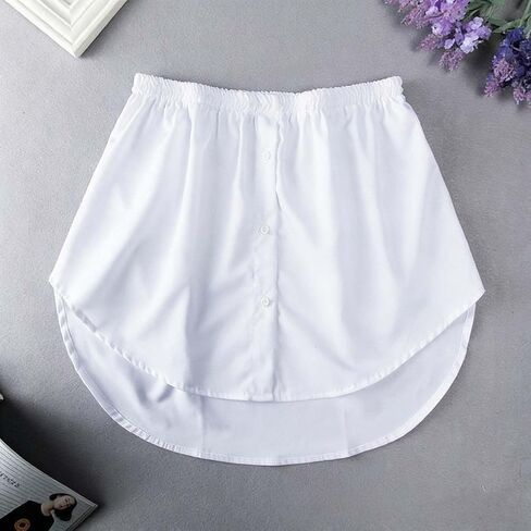 Women's Mini Adjustable Shirt Extender Removable Layering Half Length Underskirt for Under Dresses,Skirts or Everyday(White) in Saudi Arabia