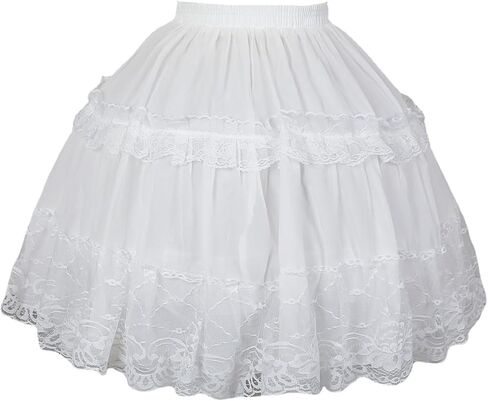 المرأة كرينولين ثوب نسائي قصير 2 الأطواق تنورة قابلة للتعديل الدانتيل زلات لوليتا تنورة للفتيات فستان تأثيري in Kuwait