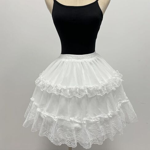 المرأة كرينولين ثوب نسائي قصير 2 الأطواق تنورة قابلة للتعديل الدانتيل زلات لوليتا تنورة للفتيات فستان تأثيري in Kuwait