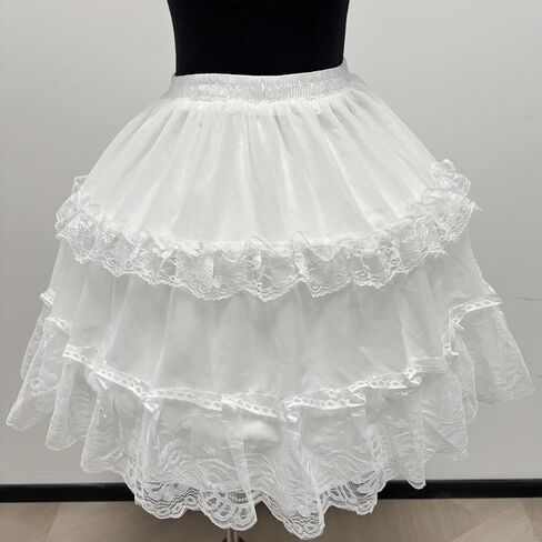 المرأة كرينولين ثوب نسائي قصير 2 الأطواق تنورة قابلة للتعديل الدانتيل زلات لوليتا تنورة للفتيات فستان تأثيري in Kuwait