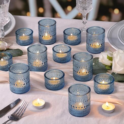 Glass Votive Candle Holders Set of 24, Assorted Heights Polka Dot Tea Light Holders for Wedding Centerpieces, Table Decor, Party & Home Decoration, Fits Standard Votives & Tea Lights in Saudi Arabia