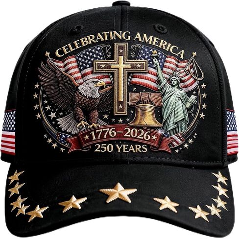 250 Anniversary USA Hat Eagle Liberty Cross Printed Pattern Adjustable Baseball Cap for Men Women Patriotic Hats in Saudi Arabia