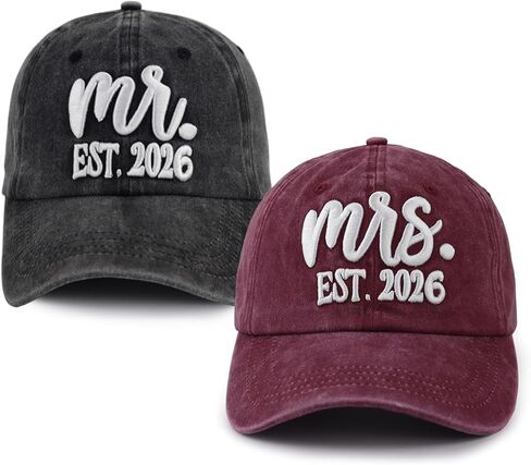 هدايا السيد والسيدة 2026، قبعة العروس والعريس، هدايا شهر العسل للزوجين، قبعة بيسبول السيد السيدة، قبعة مطابقة لعيد ميلاد المتزوجين حديثًا للزوجين in Kuwait