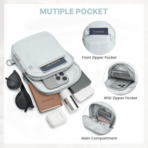 G4Free Small Sling Bag for Women Travel Anti Theft Crossbody Bags with RFID Blocking Card Slots, Light Blue Gray in Kuwait