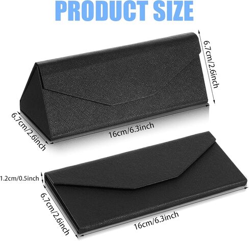 10 Pack Foldable Glasses Case, Magnetic Hard Shell Sunglass Holder for Men & Women, PU Leather Triangle Eyeglass Case (Black) in Saudi Arabia