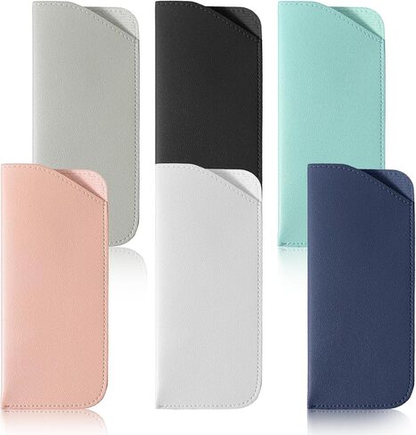 6 Pack Soft Eyeglass Cases for Women, Slim Reading Eyeglasses Cases Leather Eyeglass Case Portable Pu Leather Glasses Sunglass Pouch Travel Glass Case for Men Woman（6 Colors） in Saudi Arabia