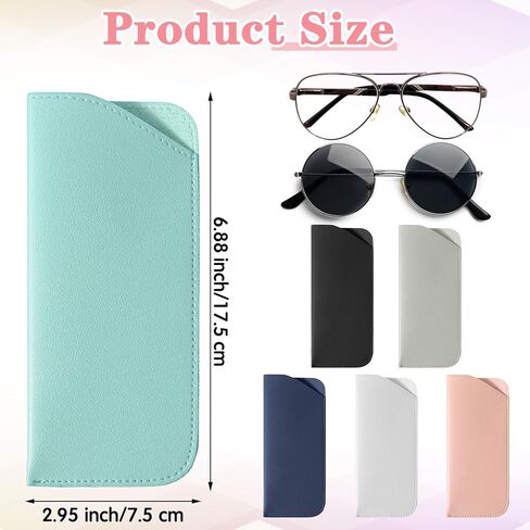6 Pack Soft Eyeglass Cases for Women, Slim Reading Eyeglasses Cases Leather Eyeglass Case Portable Pu Leather Glasses Sunglass Pouch Travel Glass Case for Men Woman（6 Colors） in Saudi Arabia