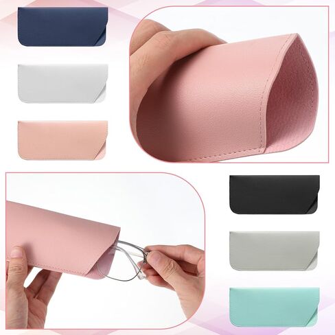 6 Pack Soft Eyeglass Cases for Women, Slim Reading Eyeglasses Cases Leather Eyeglass Case Portable Pu Leather Glasses Sunglass Pouch Travel Glass Case for Men Woman（6 Colors） in Saudi Arabia