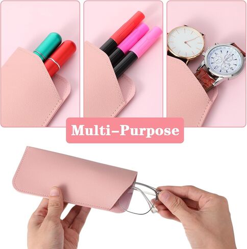 6 Pack Soft Eyeglass Cases for Women, Slim Reading Eyeglasses Cases Leather Eyeglass Case Portable Pu Leather Glasses Sunglass Pouch Travel Glass Case for Men Woman（6 Colors） in Saudi Arabia