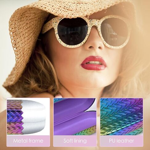Hard Shell Leather Sunglasses Case,4 PACK Large Eyeglasses Case for Women Men in Saudi Arabia