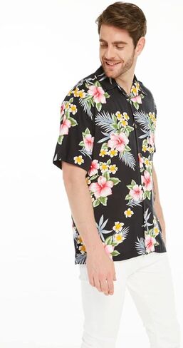 Matchable Hawaiian Luau Father Daughter Men Shirt Girl Round Neck Dress in Hibiscus in Saudi Arabia