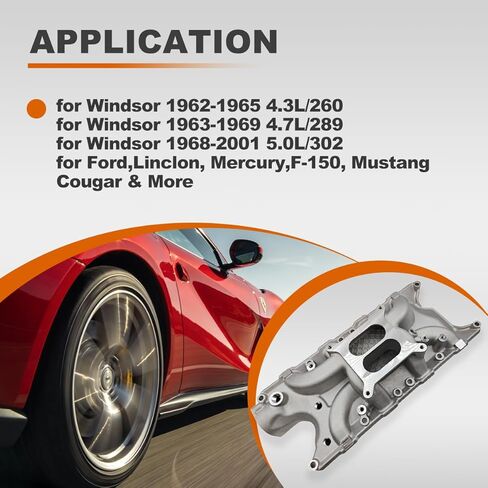 طائرة مزدوجة مشعب السحب من الألومنيوم متوافقة مع Ford Windsor Small Block SBF 1962-2001 260 289 302W V8 محركات Idle-6,500 مشعب السحب الفضي يستبدل #DM-3212 SBF مشعب السحب in Kuwait