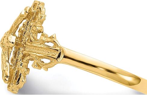 14K Yellow Gold Diamond-Cut Crucifix Ring - Jewelry By Sweet Pea in Saudi Arabia