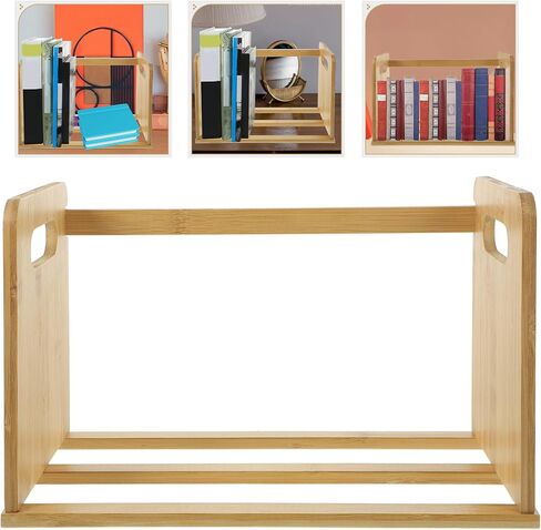 Wooden Vinyl Record Display Rack 32-Inch Solid Wood Book Shelf Desktop Organizer Multi-Function Storage Shelf for Office and Home Use in Saudi Arabia