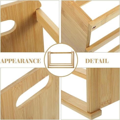 Wooden Vinyl Record Display Rack 32-Inch Solid Wood Book Shelf Desktop Organizer Multi-Function Storage Shelf for Office and Home Use in Saudi Arabia
