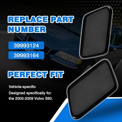 A Pair Front Bumper Headlight Washer Nozzle Cover Compatible with 2005-2009 Volvo S60 Replacement for 39993124 39993164 in Saudi Arabia