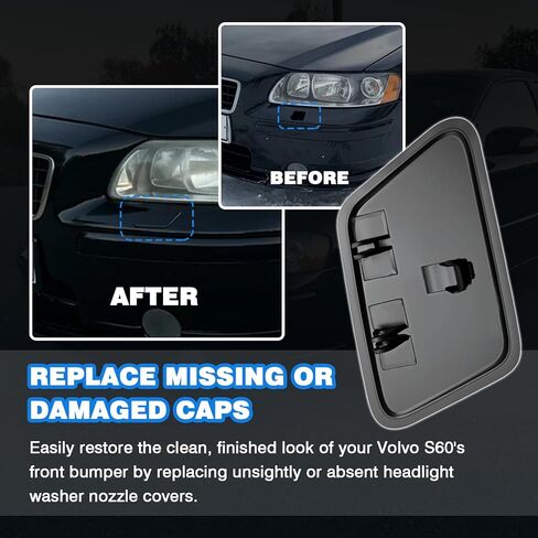 A Pair Front Bumper Headlight Washer Nozzle Cover Compatible with 2005-2009 Volvo S60 Replacement for 39993124 39993164 in Saudi Arabia