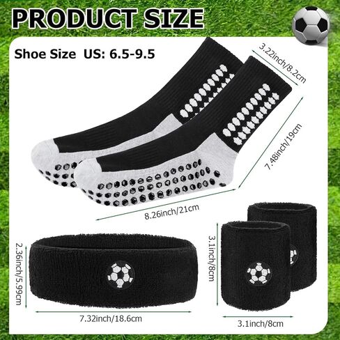 4 Pieces Sweatbands Socks Set Sports Headband Wristbands Grip Socks for Soccer Tennis Football Gym Working Out in Saudi Arabia