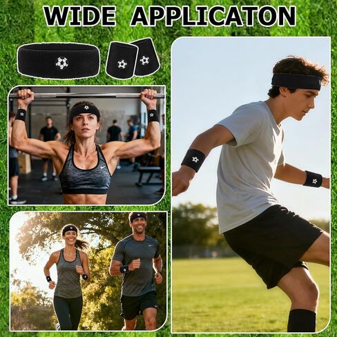 4 Pieces Sweatbands Socks Set Sports Headband Wristbands Grip Socks for Soccer Tennis Football Gym Working Out in Saudi Arabia