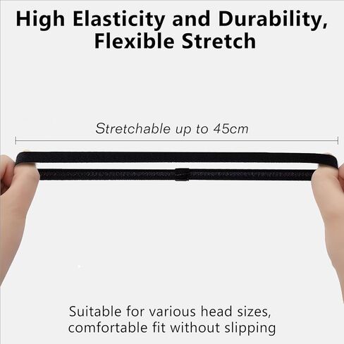 6 قطع من ربطات الشعر الرياضية المتينة للرجال والنساء، عصابات رأس مرنة سميكة مضادة للانزلاق (أسود ورمادي) in Kuwait