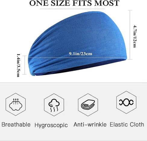 6 عبوات من عصابات الرأس الرياضية للرجال، عصابة رأس خفيفة الوزن للرجال من OFFTESTY قابلة للتمدد وممتصة للرطوبة in Kuwait