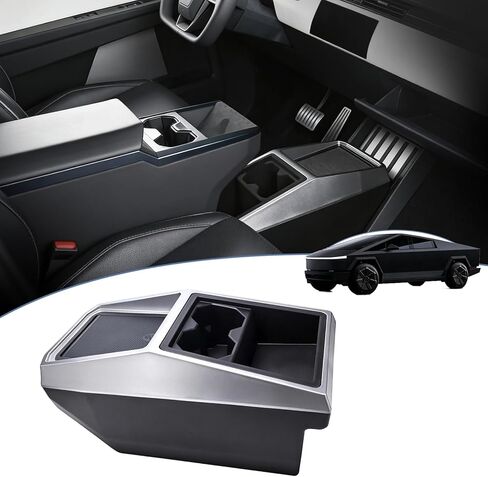 Center Console Organizer Compatible with Tesla Cybertruck 2024 2025, Center Console Storage with Cup Holder, Phone, Charging Cable forCybertruck Accessories, Multifunctional Storage Box in Kuwait