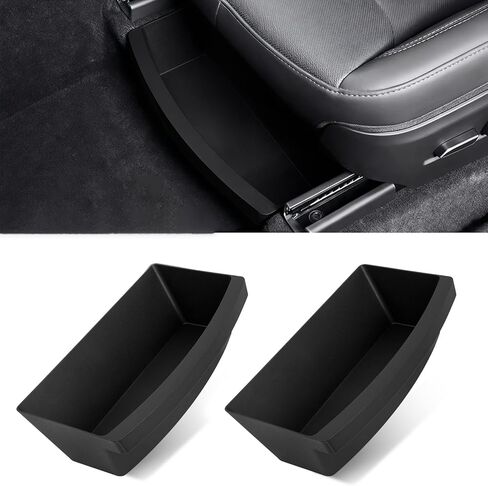 Rear Center Console Storage Box for Tesla Model Y Juniper 2025 2026,Rear Console Organizer TPE Tray with Lids Cover, Under Back Seat Trash Can with Anti-Slip for Tesla Model Y Juniper Accessories in Saudi Arabia